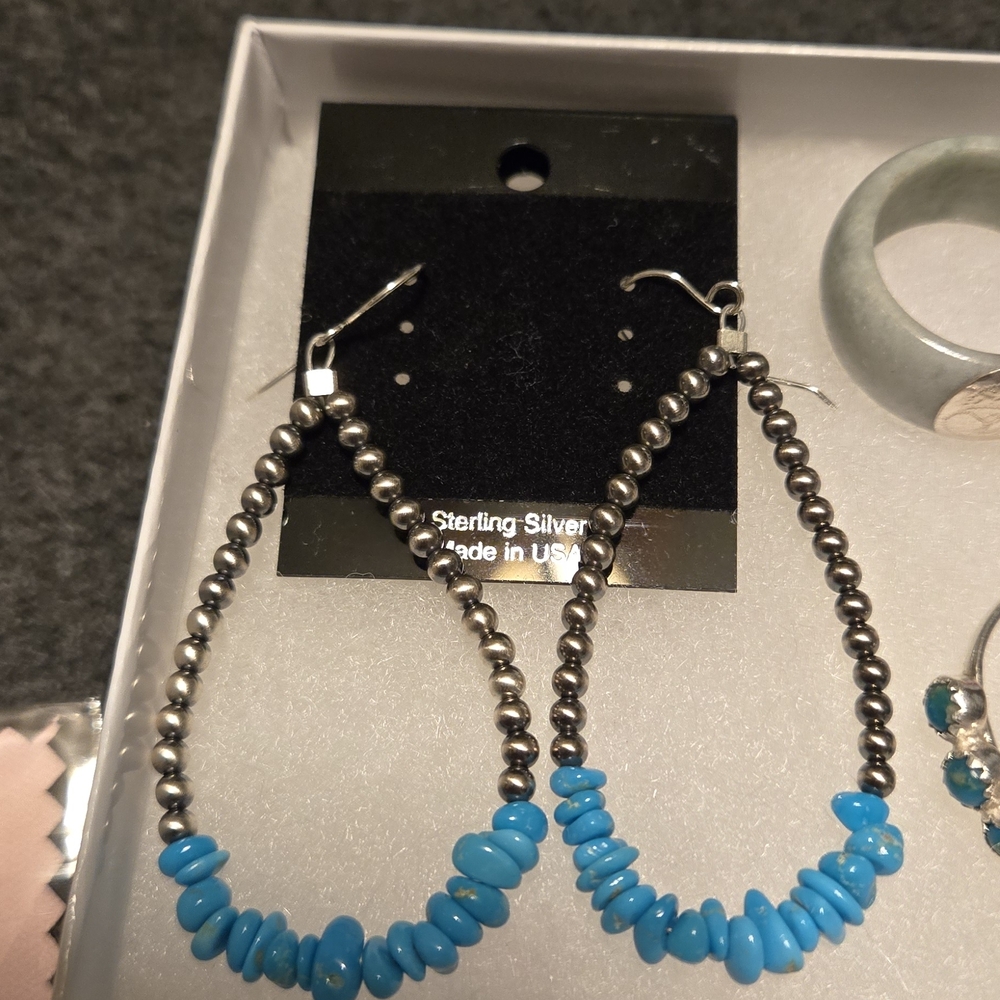Silver and Blue Beaded Earrings